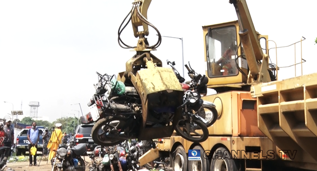 ‘Okadas Being Used For Crime’: Lagos Crushes Over 400 Motorcycles