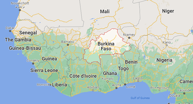 Burkina Faso is a landlocked country in West Africa that covers an area of around 274,200 square kilometres and is bordered by Mali to the northwest, Niger to the northeast, Benin to the southeast, Togo and Ghana to the south, and the Ivory Coast to the southwest.