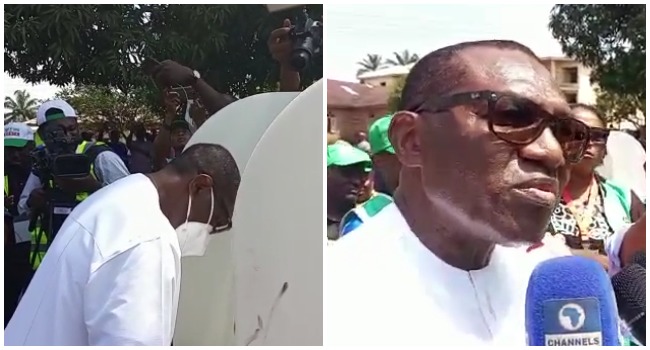 Mr Andy Uba, a Candidate of the All Progressives Congress in the 2021 Anambra governorship election, cast his vote on November 6, 2021.