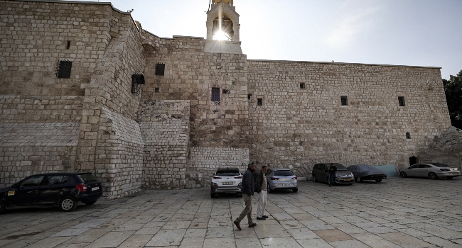 An empty Manger square in Bethlehem due to the surge in the OmICRON VARIANT OF THE covid-19
