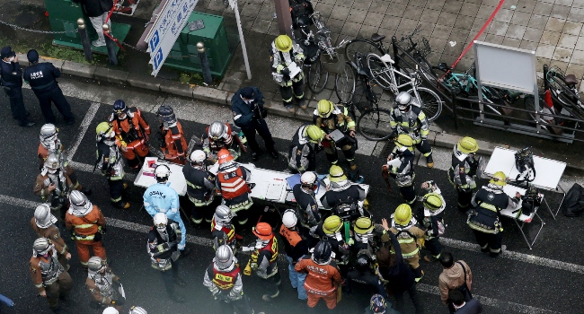 Japan fire razes a building in Osaka Japan