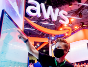 An attendee demonstrates software during AWS re:Invent 2021, a conference hosted by Amazon Web Services, at The Venetian Las Vegas on November 30, 2021 in Las Vegas, Nevada. Noah Berger/Getty Images for Amazon Web Services/AFP