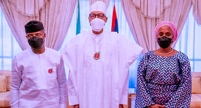 President Buhari receives Vice President Yemi Osinbajo in Christmas Homage in State House on December 25, 2021. Bayo Omoboriowo/State House.