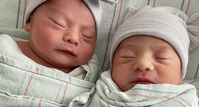 Greenfield twins Aylin and Alfredo Trujillo were born just 15 minutes apart. Source: Natividad Medical Centre