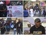 A combination of photos showing protests held by the Ijaw Youth Council on January 6, 2021 and Sylvester Oromoni's father.