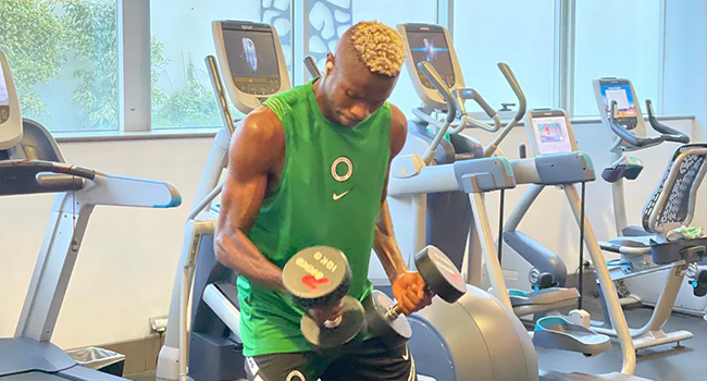 In-form Napoli striker Victor Osimhen works on his physical fitness ahead of Nigeria's World Cup playoff clash with Ghana.