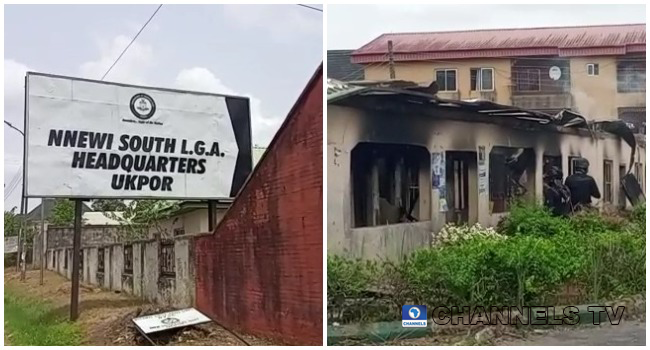 Buildings at the Nnewi South Local Government headquarters were set ablaze on March 31, 2022.