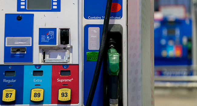 A gas pump in Washington, DC, on March 31, 2022. Stefani Reynolds / AFP
