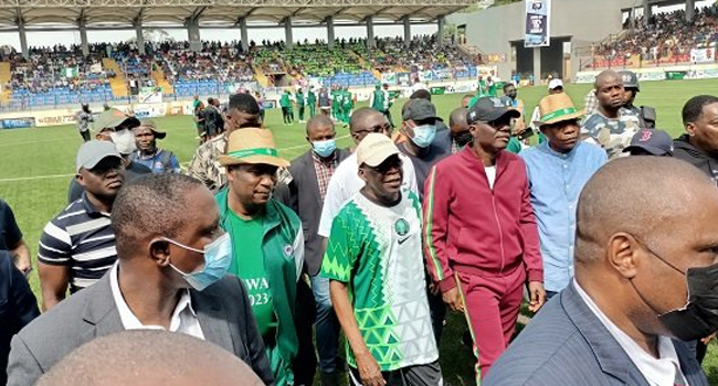 Tinubu @ 70: Sanwo-Olu, Dare, Hamzat, Dignitaries Grace Novelty Match In Lagos