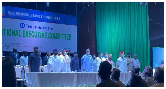 Buhari, Osinbajo Present As APC NEC Holds Emergency Meeting