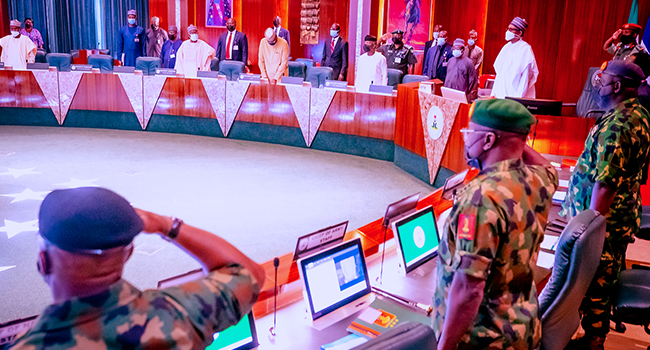 President Buhari receives Security Briefing in State House on April 21, 2022.