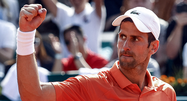 Serbia’s Novak Djokovic celebrates his victory against Russia’s Karen Khachanov at the end of their Serbia Tennis Open ATP 250 tournament semi-final match in Belgrade on April 23, 2022. Pedja MILOSAVLJEVIC / AFP