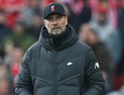 Liverpool's German manager Jurgen Klopp looks on during the English Premier League football match between Liverpool and Watford at Anfield in Liverpool, north west England on April 2, 2022. Paul ELLIS / AFP