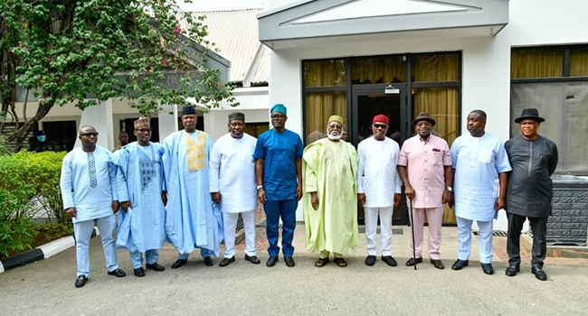 PDP Governors were in Minna on April 4, 2022, to meet with former military president Ibrahim Babangida.