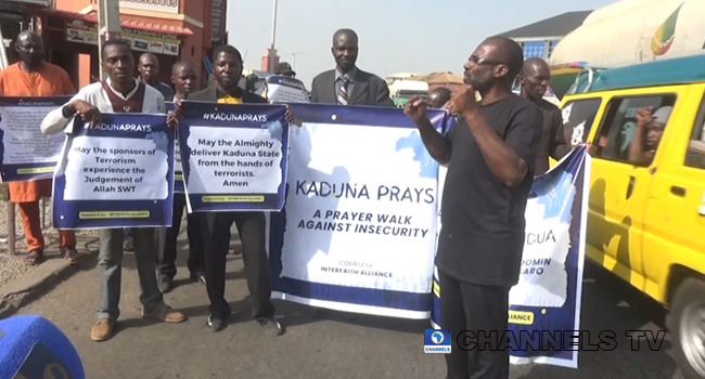 Some pastors took to the streets to protest insecurity in Kaduna on April 7, 2022.