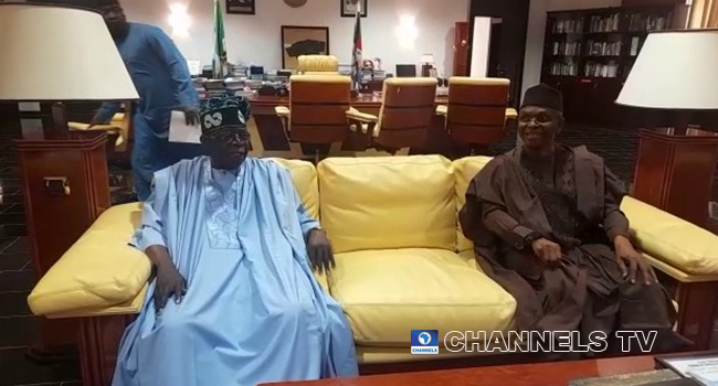 Former Lagos Governor Bola Tinubu visited Kaduna State Governor Nasir El-Rufai in Kaduna on April 5, 2022.