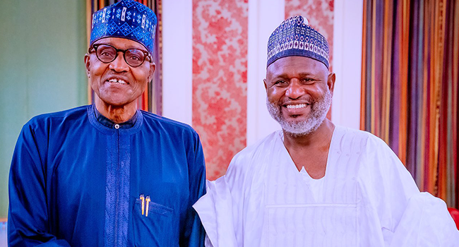 Senator Ahmed Sani Yerima, former Governor of Zamfara State met with President Muhammadu Buhari at the State House in Abuja on May 6, 2022.