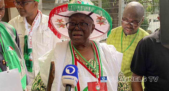 PDP Chieftain, Bode George, spoke to Channels Television on the sidelines of the PDP National Convention on May 28, 2022. Taiwo Adeshina/Channels Television