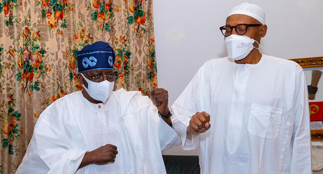 President Muhammadu Buhari received former Lagos State Governor Bola Ahmed Tinubu at the State House on May 3, 2022.