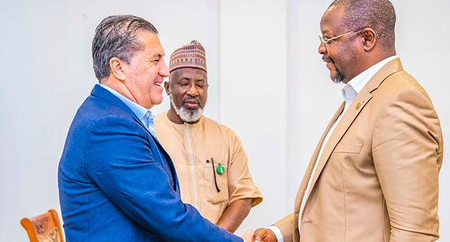 The new Super Eagles coach, Jose Peseiro, visits Sports Minister in Abuja on June 8, 2022. 