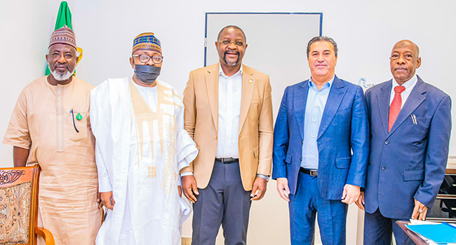 The new Super Eagles coach, Jose Peseiro, visits Sports Minister in Abuja on June 8, 2022. 