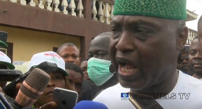 Abayomi Oyebanji spoke to reporters after casting his vote on June 18, 2022.