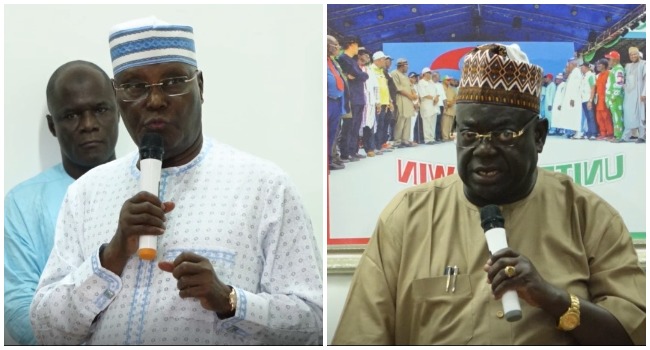 A photo combination of PDP presidential candidate, Atiku Abubakar and ex-Governor of Niger State, Babangida Aliyu.