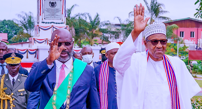 President Muhammadu Buhari and Liberian President George Weah in Monrovia on July 26, 2022. Bayo Omoboriowo/State House