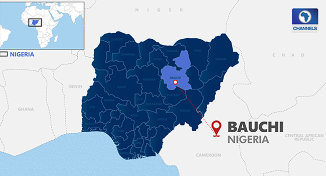 A map of Bauchi, a state in north-east Nigeria.