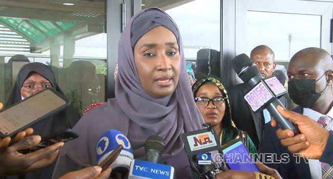 Minister of Humanitarian Affairs, Disaster Management and Social Development, Sadiya Umar Farouq spoke to reporters on July 30, 2022 in Abuja.