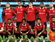 Manchester United's players pose for a team photo before the start of the exhibition football match between English Premier League teams Manchester United and Liverpool FC at Rajamangala National Stadium in Bangkok on July 12, 2022. (Photo by Jack TAYLOR / AFP)