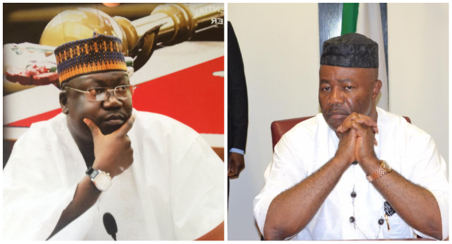 A photo combination of Senate President Ahmad Lawan and former Minister of Niger Delta Affairs, Godswill Akpabio.