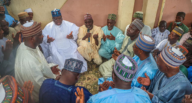 Ahmad Lawan paid a condolence visit to the family of the late Islamic Cleric in Yobe State, Sheikh Goni Aisami.