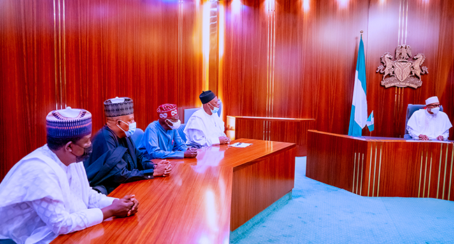 President Muhammadu Buhari received Bola Ahmed Tinubu and his running mate at the State House on August 4, 2022. Bayo Omoboriowo/State House