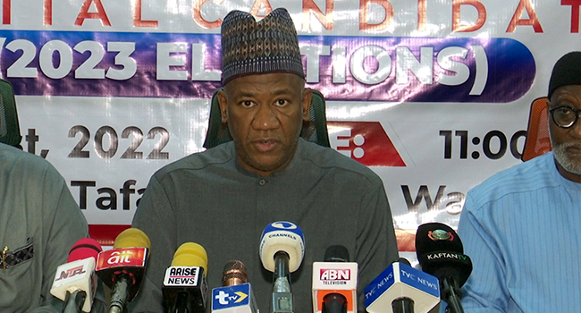 Vice-presidential candidate of the Labour party in the 2023 elections, Datti Baba-Ahmed spoke to journalists in Abuja on August 1, 2022.