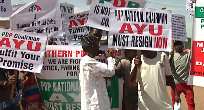 Party Crisis: Northern PDP Youths Hold 'Ayu Must Go' Protest in Kaduna –  Channels Television