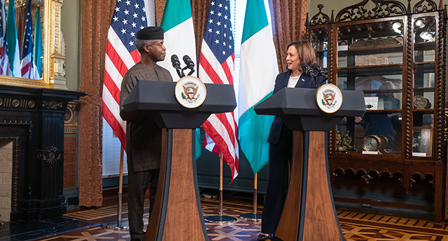 US Vice President Kamala Harris hosted her Nigerian counterpart, Professor Yemi Osinbajo at the White House on September 2, 2022. 