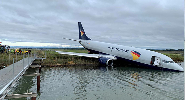 West Atlantic Plane Skids Into Lake In France