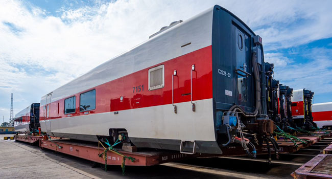 PHOTOS: Lagos Govt Takes Delivery Of Coaches For Rail Line – Channels  Television