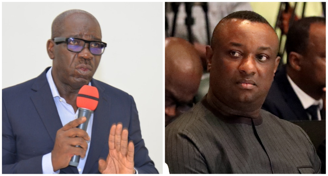 A photo combination of Edo State Governor, Godwin Obaseki and Tinubu spokesperson, Festus Keyamo.