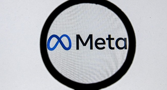 This file photo taken on October 28, 2021 shows the META logo on a laptop screen.