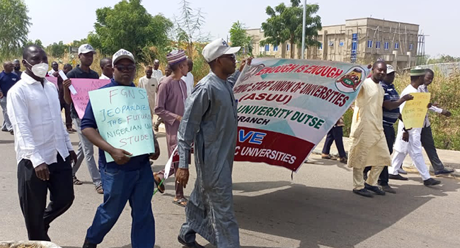 ASUU members in Jigawa protested against casualisation of academic workers on November 17, 2022.