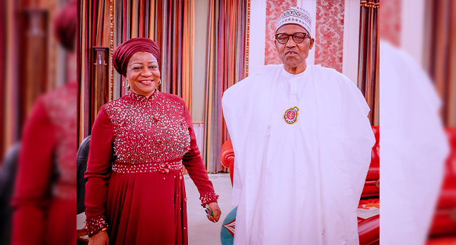 President Muhammadu Buhari receives briefing from newly appointed Chairman of the NDDC Board, Mrs Lauretta Onochie at the State House on December 28th, 2022.