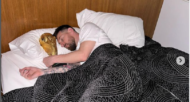 PHOTOS: Messi Wakes Up With World Cup Trophy In Bed