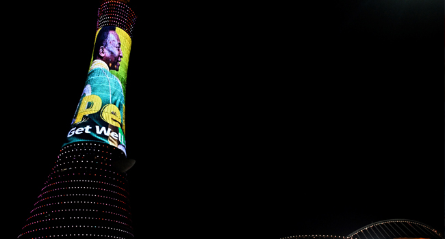 World Cup Lights Up To Show Support For Hospitalised Pele