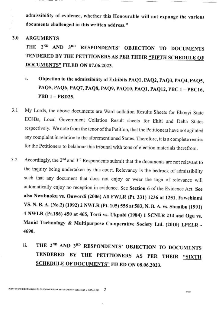 PETER OBI VS. INEC ADMISSIBILITY OF DOCUMENTS page 0002 1