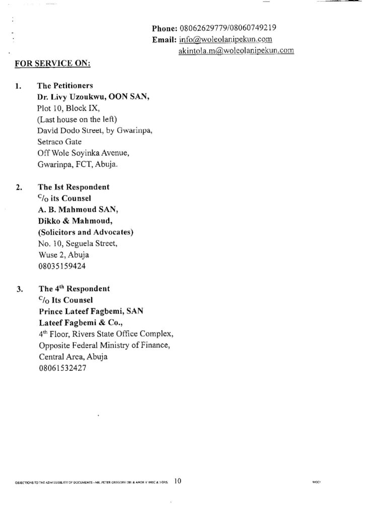 PETER OBI VS. INEC ADMISSIBILITY OF DOCUMENTS page 0010 1
