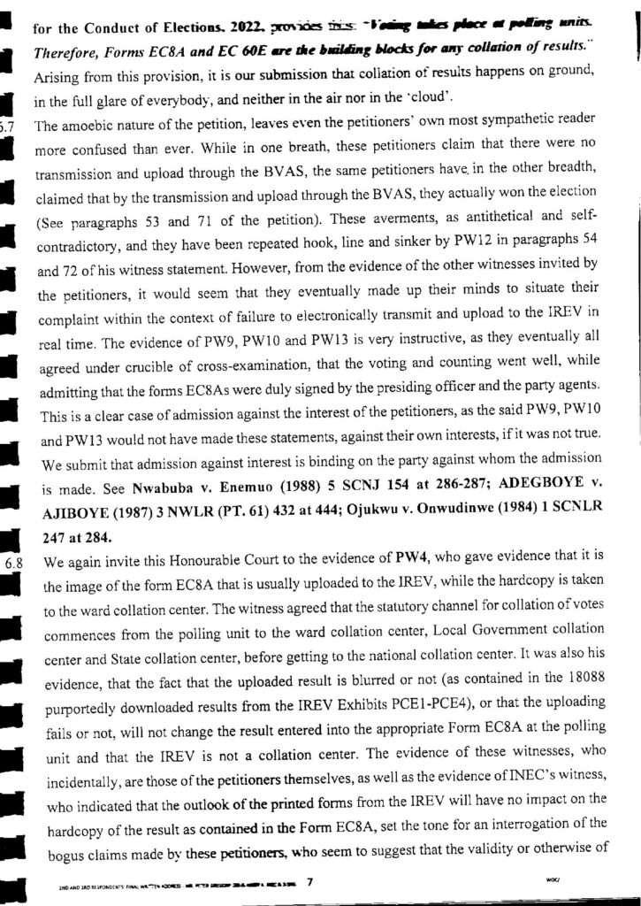 PETER OBI VS. INEC FINAL WRITTEN ADDRESS page 0008