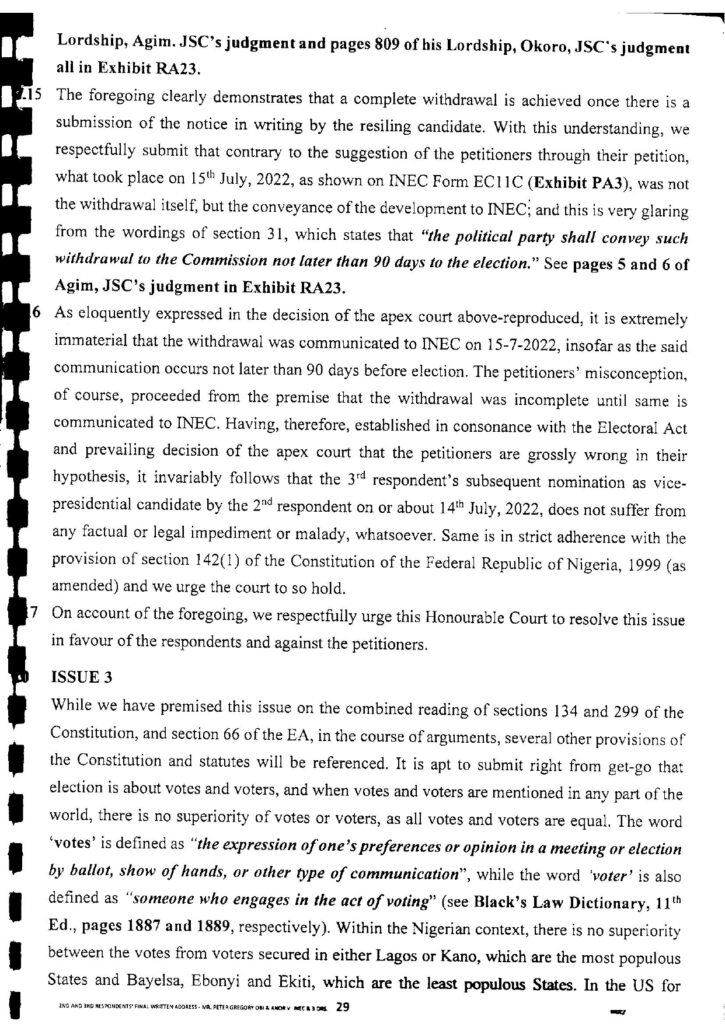 PETER OBI VS. INEC FINAL WRITTEN ADDRESS page 0030