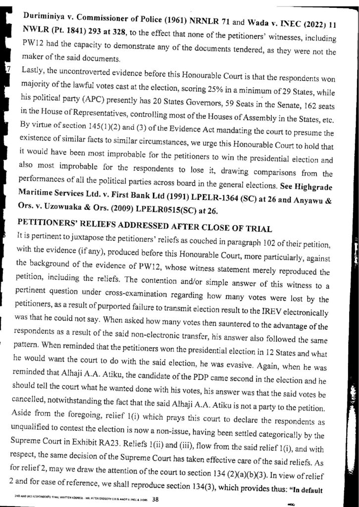 PETER OBI VS. INEC FINAL WRITTEN ADDRESS page 0039